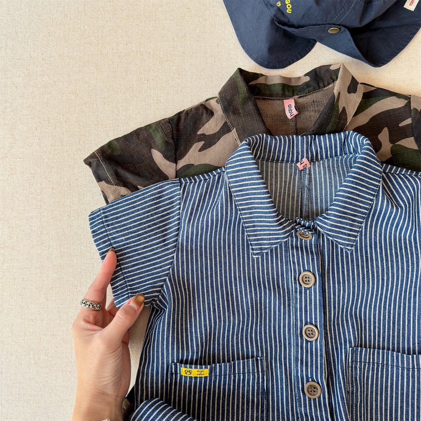 Striped Camouflage Jumpsuit ストライプ カモフラ ジャンプスーツ【mh0012445】 ADbaby 長袖ジャンプスーツ