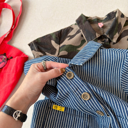 Striped Camouflage Jumpsuit ストライプ カモフラ ジャンプスーツ【mh0012445】 ADbaby 長袖ジャンプスーツ