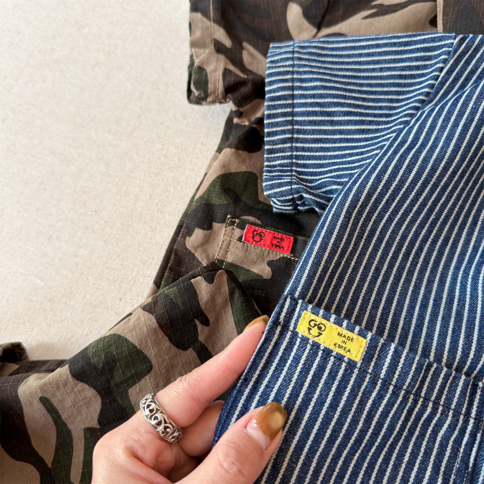 Striped Camouflage Jumpsuit ストライプ カモフラ ジャンプスーツ【mh0012445】 ADbaby 長袖ジャンプスーツ