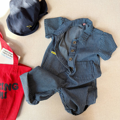 Striped Camouflage Jumpsuit ストライプ カモフラ ジャンプスーツ【mh0012445】 ADbaby 長袖ジャンプスーツ