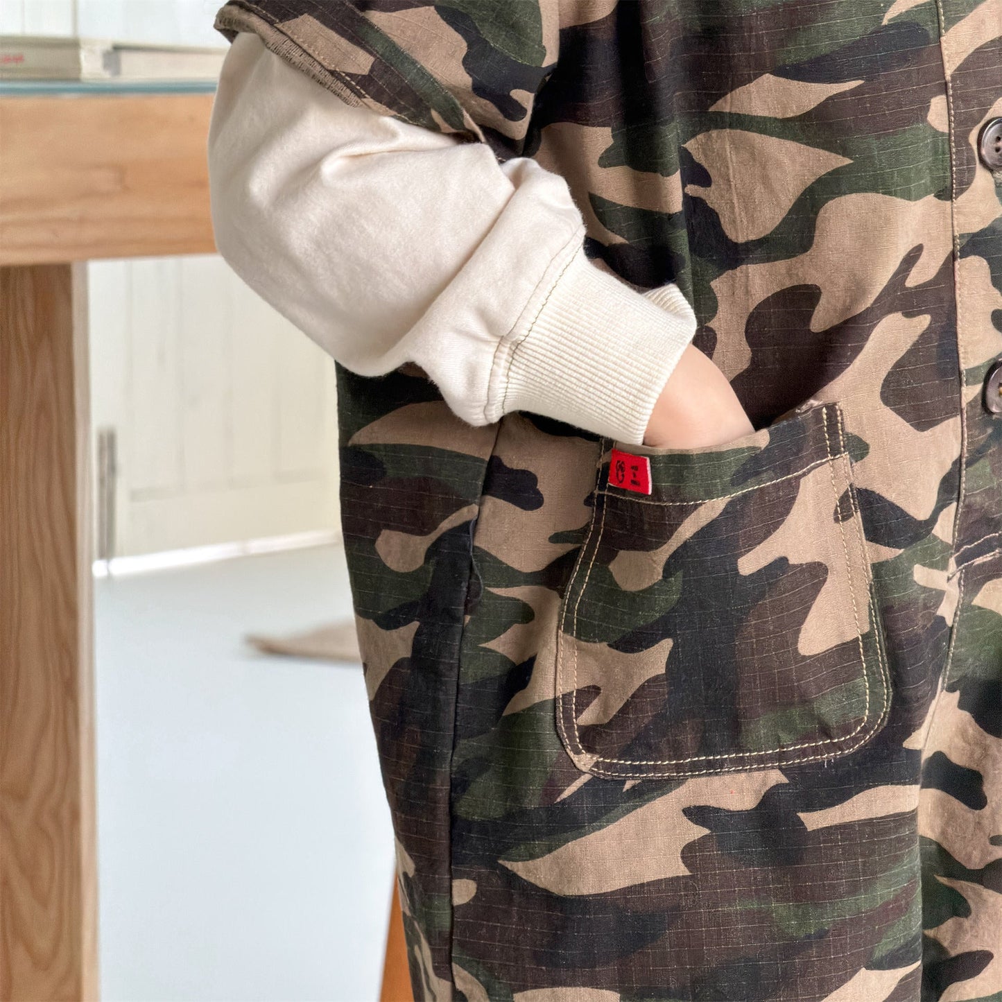 Striped Camouflage Jumpsuit ストライプ カモフラ ジャンプスーツ【mh0012445】 ADbaby 長袖ジャンプスーツ