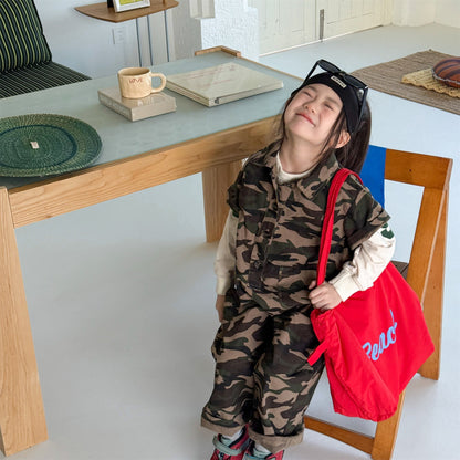 Striped Camouflage Jumpsuit ストライプ カモフラ ジャンプスーツ【mh0012445】 ADbaby 長袖ジャンプスーツ
