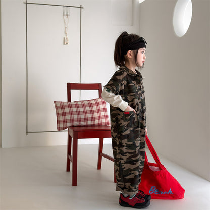 Striped Camouflage Jumpsuit ストライプ カモフラ ジャンプスーツ【mh0012445】 ADbaby 長袖ジャンプスーツ