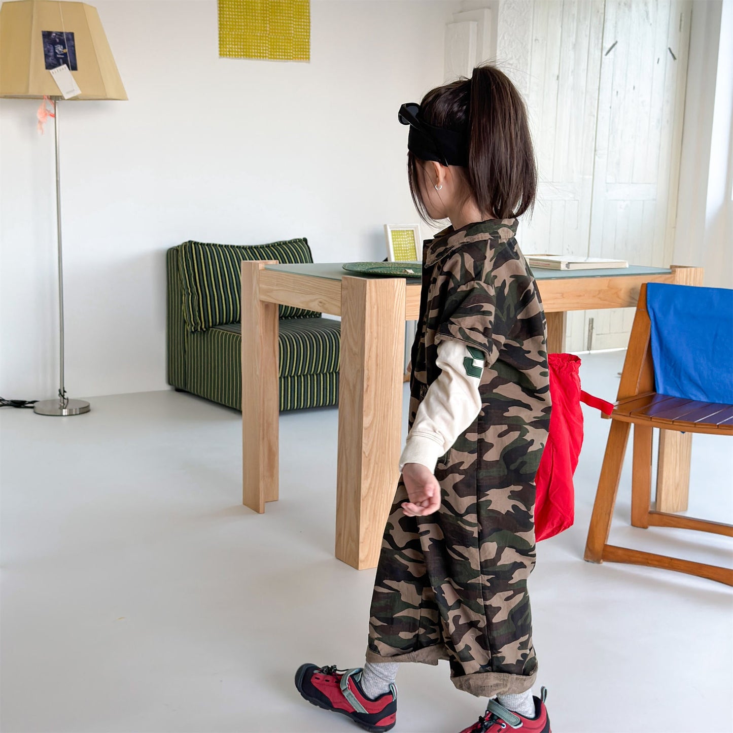 Striped Camouflage Jumpsuit ストライプ カモフラ ジャンプスーツ【mh0012445】 ADbaby 長袖ジャンプスーツ