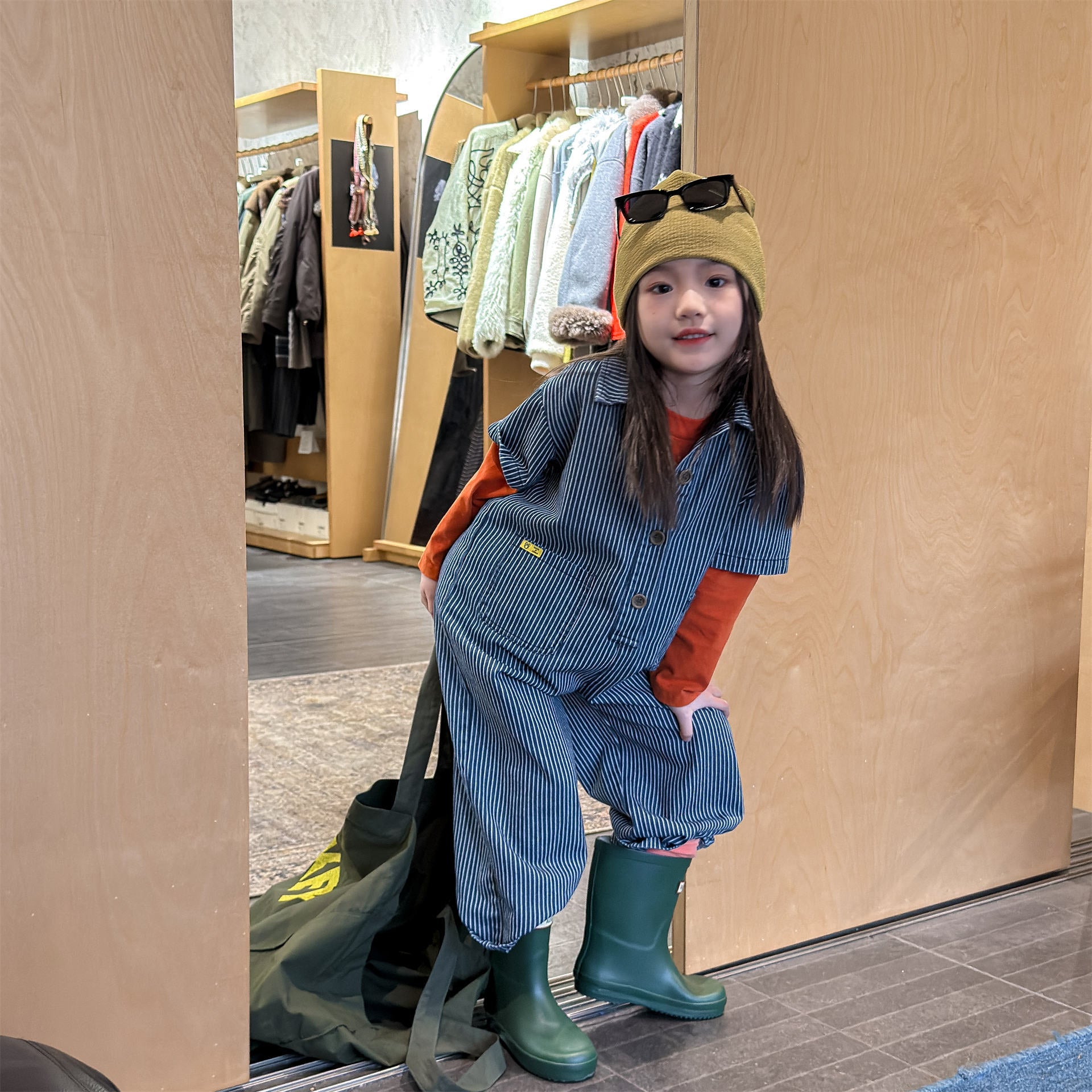 Striped Camouflage Jumpsuit ストライプ カモフラ ジャンプスーツ【mh0012445】 ADbaby 長袖ジャンプスーツ