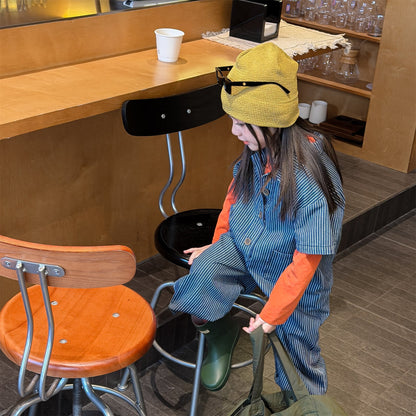 Striped Camouflage Jumpsuit ストライプ カモフラ ジャンプスーツ【mh0012445】 ADbaby 長袖ジャンプスーツ