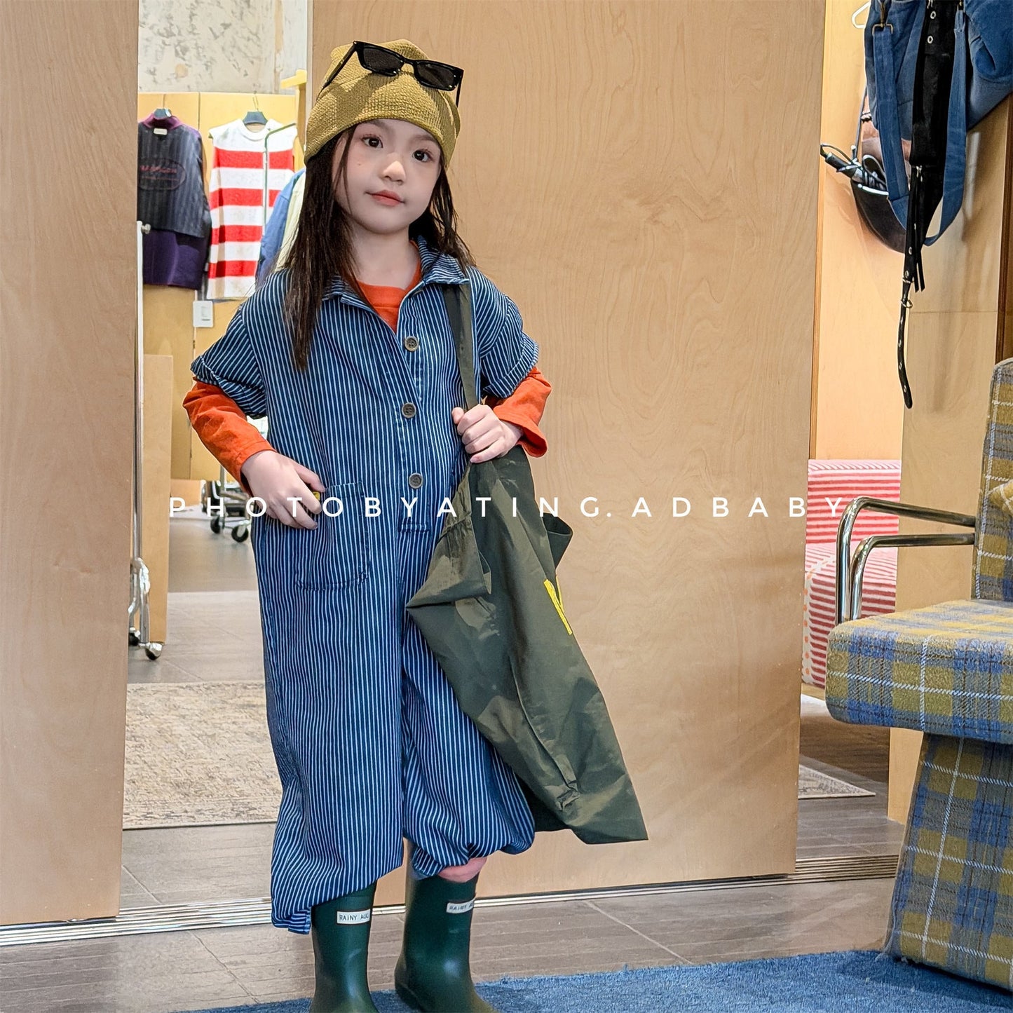 Striped Camouflage Jumpsuit ストライプ カモフラ ジャンプスーツ【mh0012445】 ADbaby 長袖ジャンプスーツ