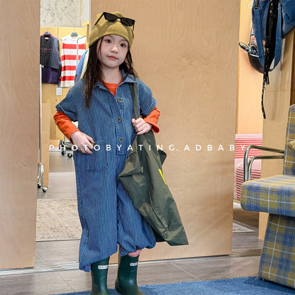 Striped Camouflage Jumpsuit ストライプ カモフラ ジャンプスーツ【mh0012445】 ADbaby 長袖ジャンプスーツ