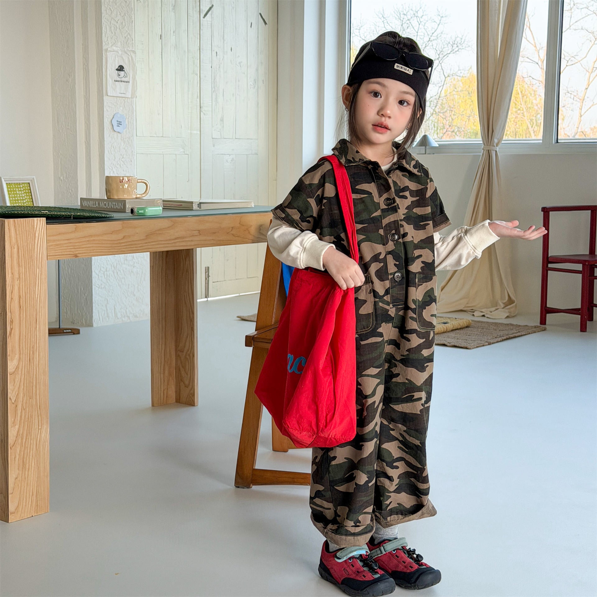 Striped Camouflage Jumpsuit ストライプ カモフラ ジャンプスーツ【mh0012445】 ADbaby 長袖ジャンプスーツ