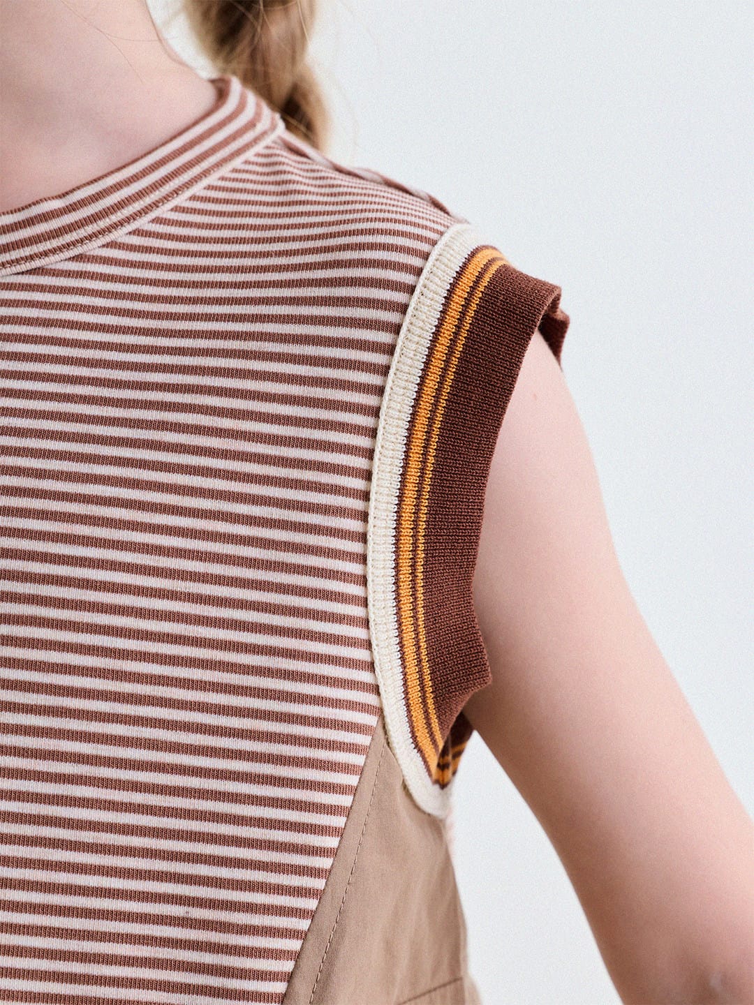 Striped Cargo Vest Cotton T-shirt ストライプ ノースリーブTシャツ【mh0013203】 yunerma タンクトップ・キャミソール・ノースリーブトップス