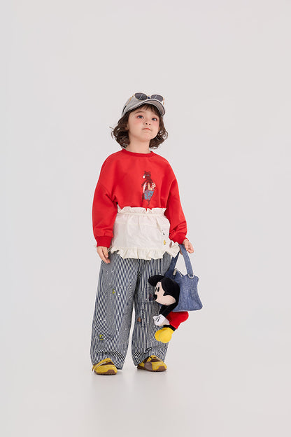 Striped Cartoon Printed Jeans ストライプ プリント デニムパンツ【mh0012370】 HEY BOOBII
