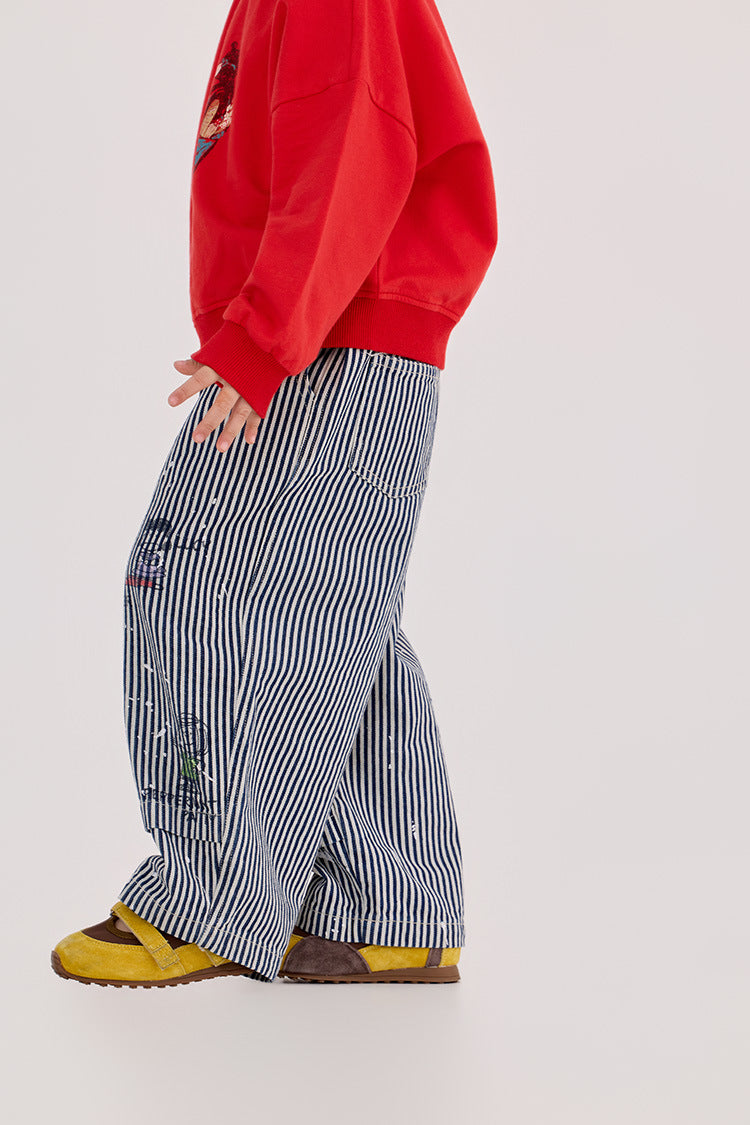 Striped Cartoon Printed Jeans ストライプ プリント デニムパンツ【mh0012370】 HEY BOOBII