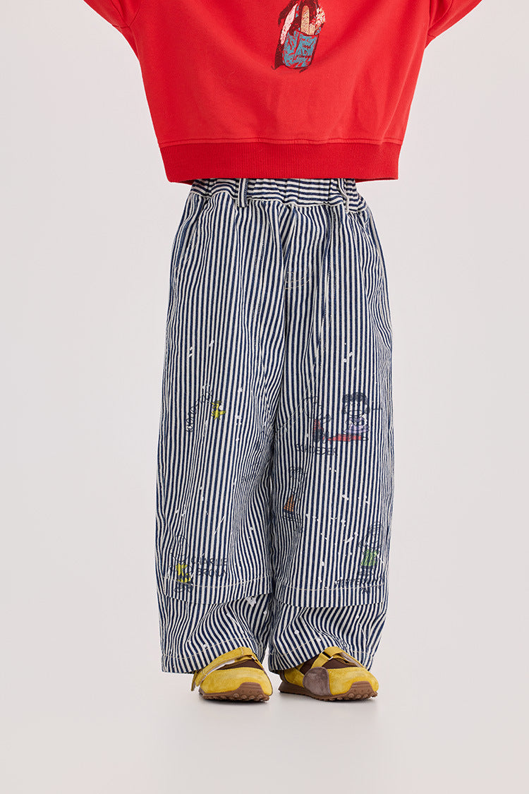 Striped Cartoon Printed Jeans ストライプ プリント デニムパンツ【mh0012370】 HEY BOOBII