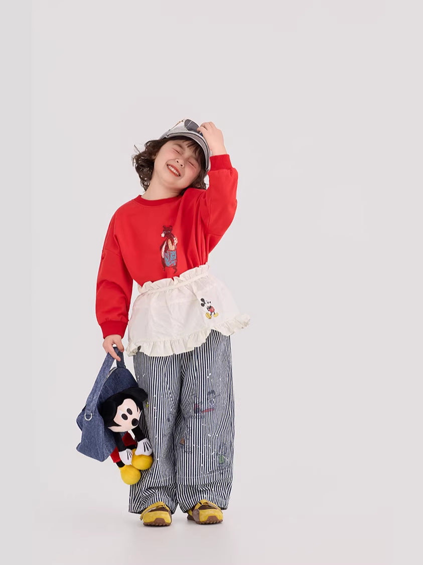 Striped Cartoon Printed Jeans ストライプ プリント デニムパンツ【mh0012370】 mamahalo shop