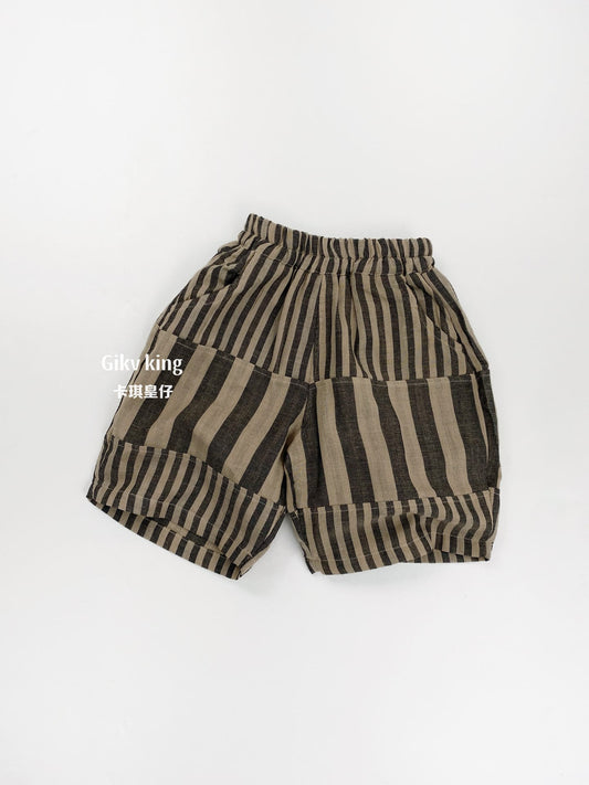 Striped Casual Cotton Shorts ストライプ ハーフパンツ【mh0013473】 Gikv king ハーフパンツ・ショートパンツ