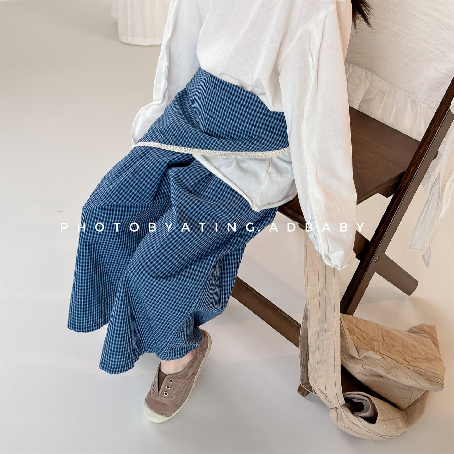 Striped Check Wide Cropped Pants ストライプ チェック ワイドパンツ【mh0012443】 ADbaby ロングパンツ・スウェットパンツ