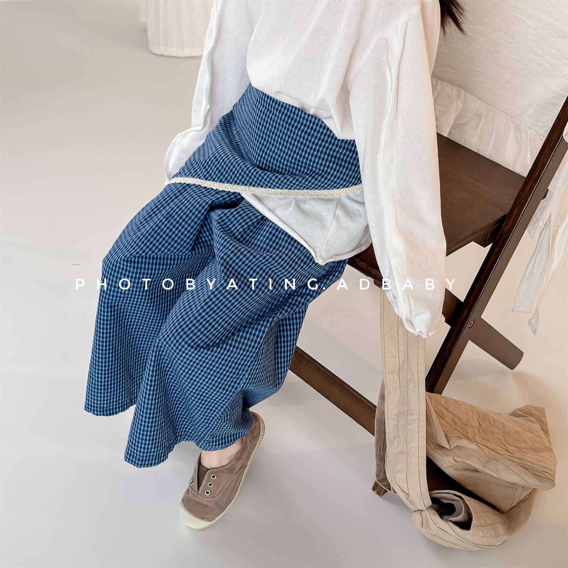 Striped Check Wide Cropped Pants ストライプ チェック ワイドパンツ【mh0012443】 ADbaby ロングパンツ・スウェットパンツ