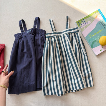 Striped Cotton Cami Dress ストライプ キャミソール ワンピース【mh0012442】 ADbaby サロペットパンツ・サスペンダーパンツ