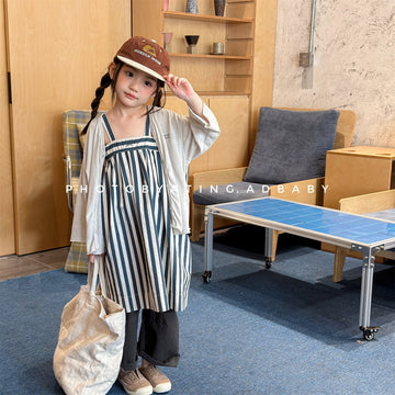 Striped Cotton Cami Dress ストライプ キャミソール ワンピース【mh0012442】 ADbaby サロペットパンツ・サスペンダーパンツ