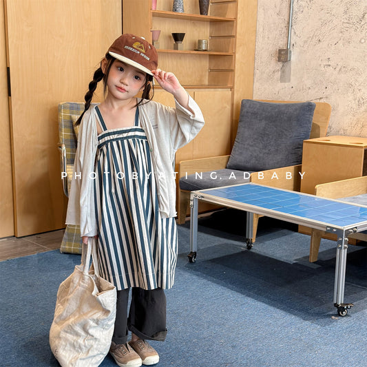 Striped Cotton Cami Dress ストライプ キャミソール ワンピース【mh0012442】 ADbaby サロペットパンツ・サスペンダーパンツ