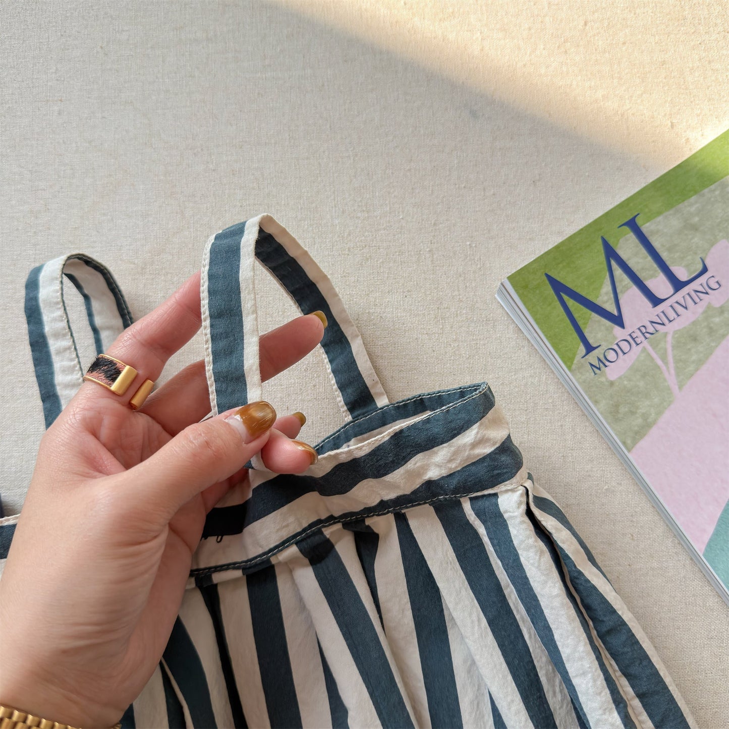 Striped Cotton Cami Dress ストライプ キャミソール ワンピース【mh0012442】 ADbaby サロペットパンツ・サスペンダーパンツ