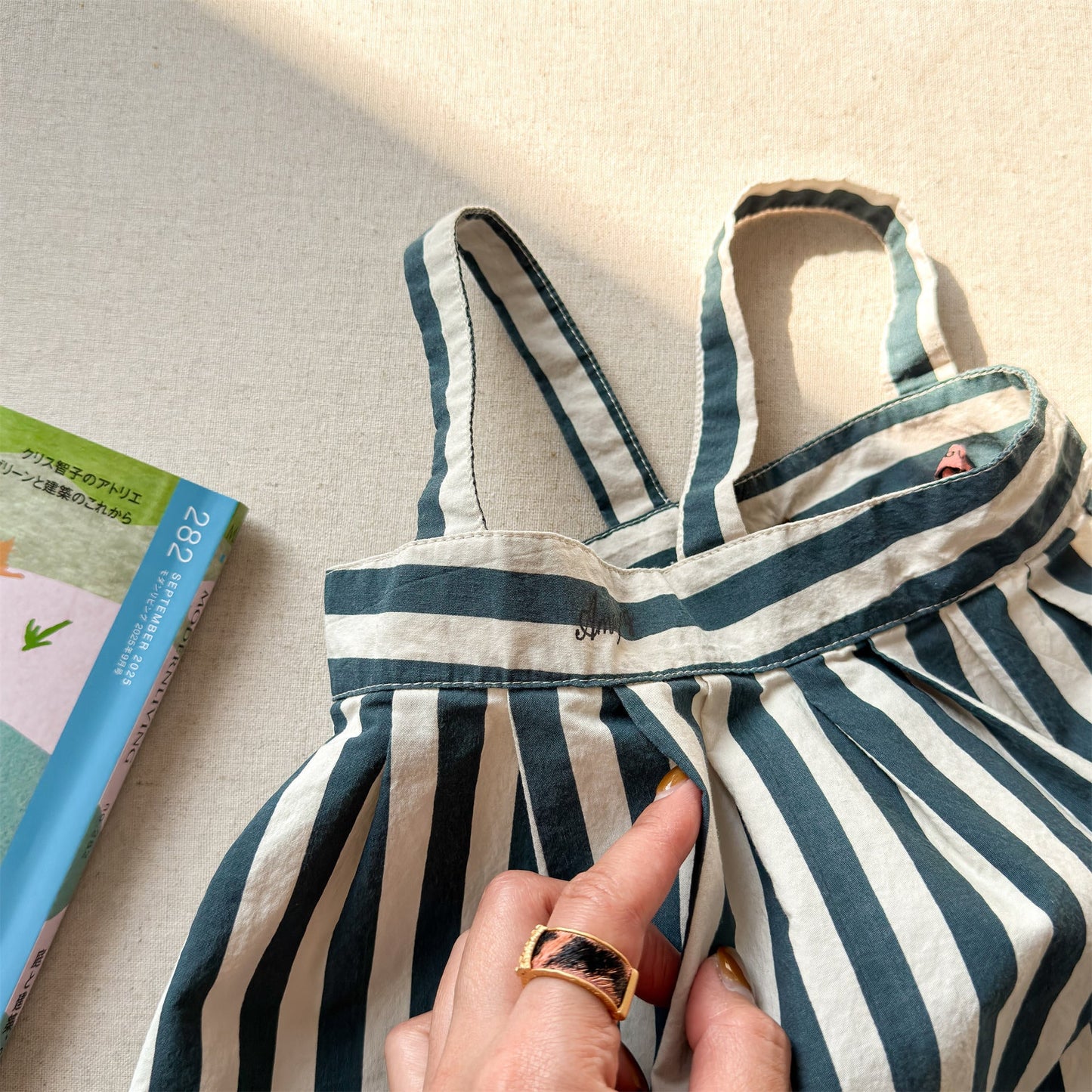 Striped Cotton Cami Dress ストライプ キャミソール ワンピース【mh0012442】 ADbaby サロペットパンツ・サスペンダーパンツ