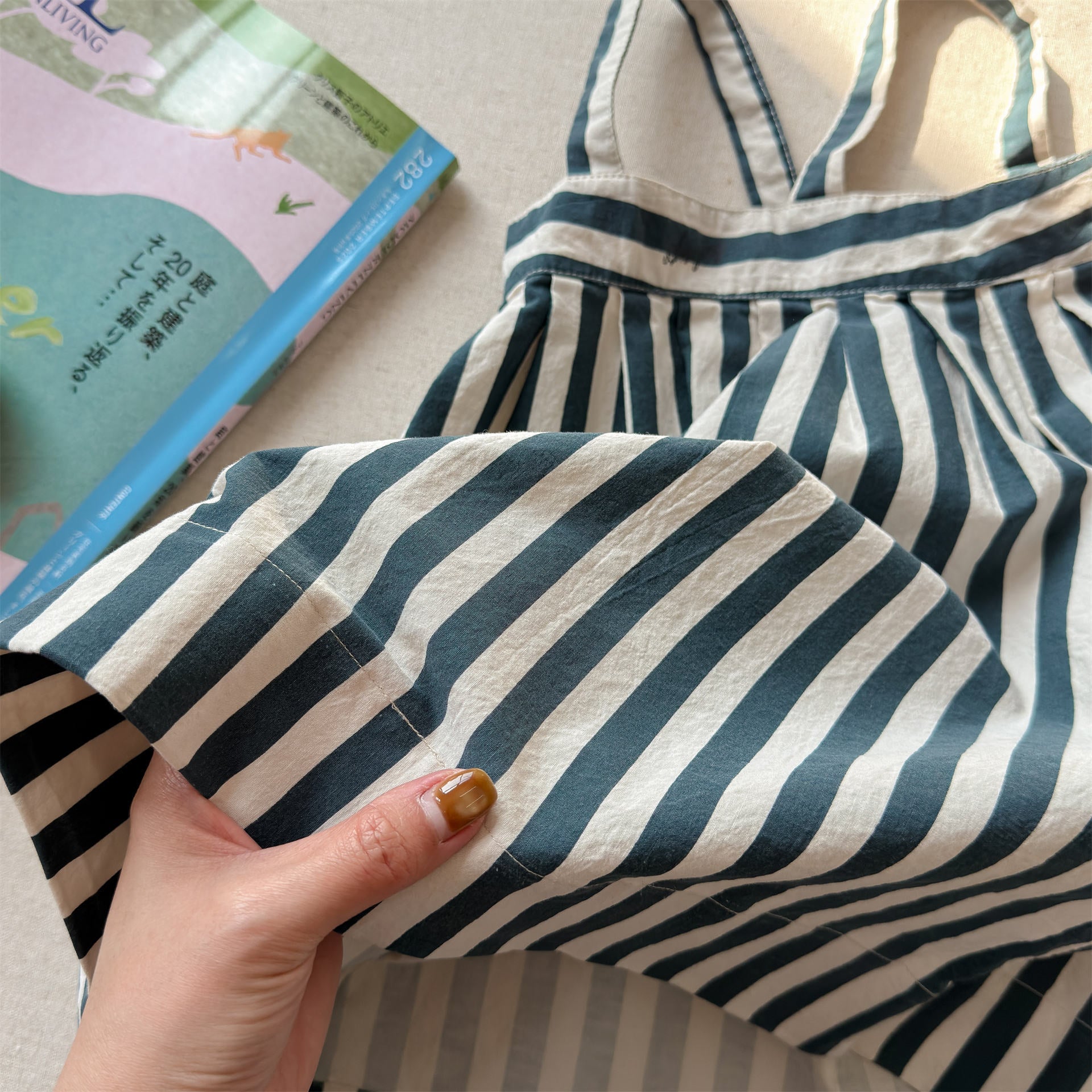 Striped Cotton Cami Dress ストライプ キャミソール ワンピース【mh0012442】 ADbaby サロペットパンツ・サスペンダーパンツ