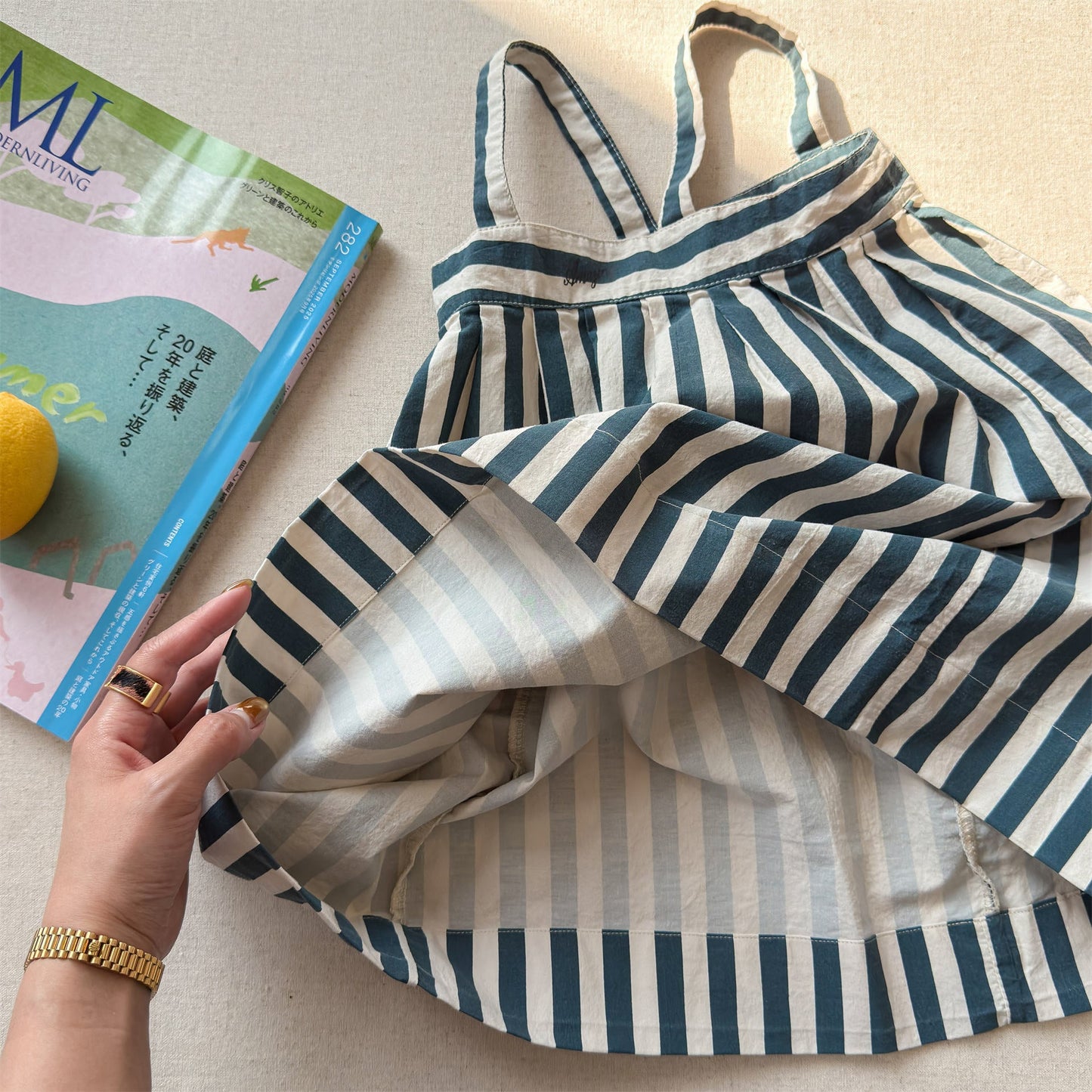 Striped Cotton Cami Dress ストライプ キャミソール ワンピース【mh0012442】 ADbaby サロペットパンツ・サスペンダーパンツ