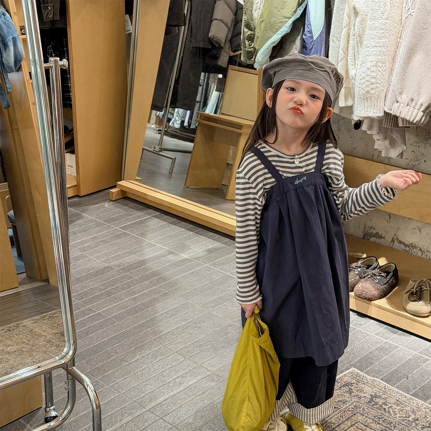 Striped Cotton Cami Dress ストライプ キャミソール ワンピース【mh0012442】 ADbaby サロペットパンツ・サスペンダーパンツ