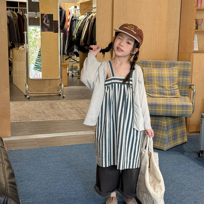 Striped Cotton Cami Dress ストライプ キャミソール ワンピース【mh0012442】 ADbaby サロペットパンツ・サスペンダーパンツ