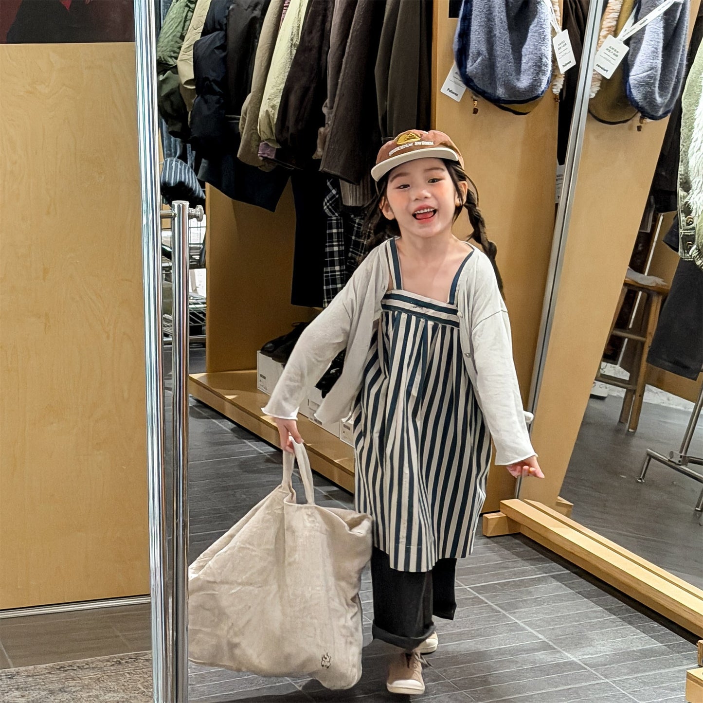 Striped Cotton Cami Dress ストライプ キャミソール ワンピース【mh0012442】 ADbaby サロペットパンツ・サスペンダーパンツ