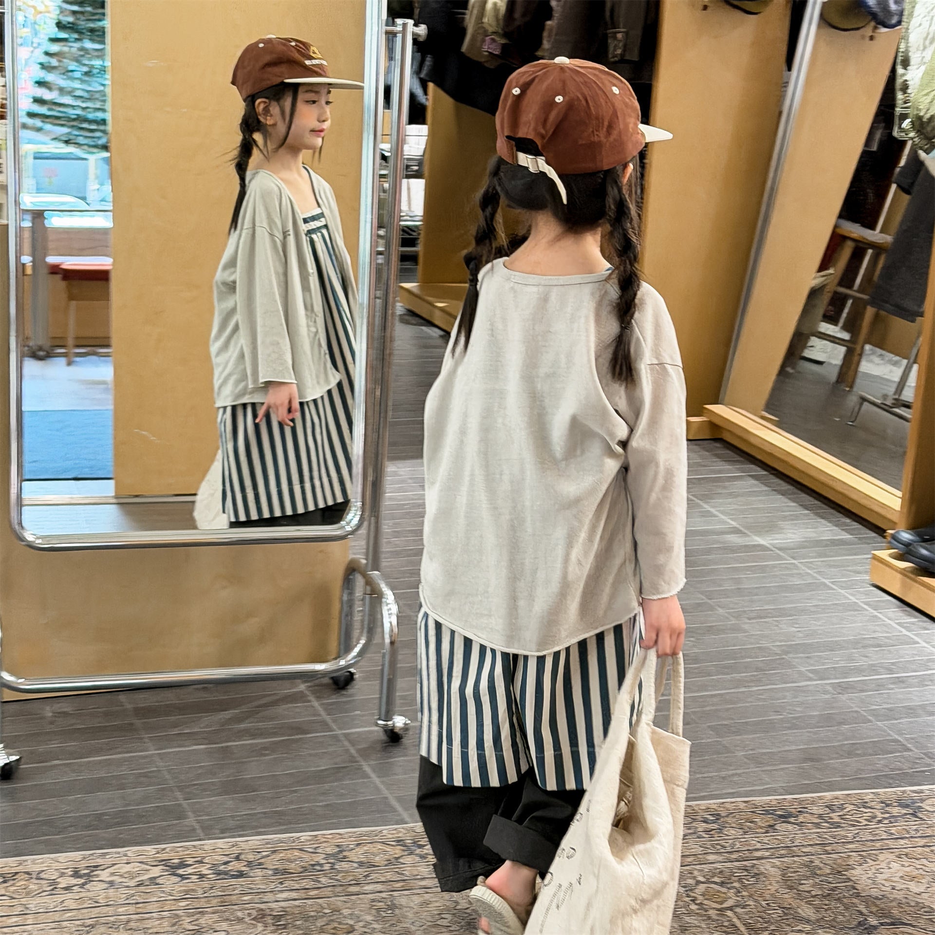 Striped Cotton Cami Dress ストライプ キャミソール ワンピース【mh0012442】 ADbaby サロペットパンツ・サスペンダーパンツ