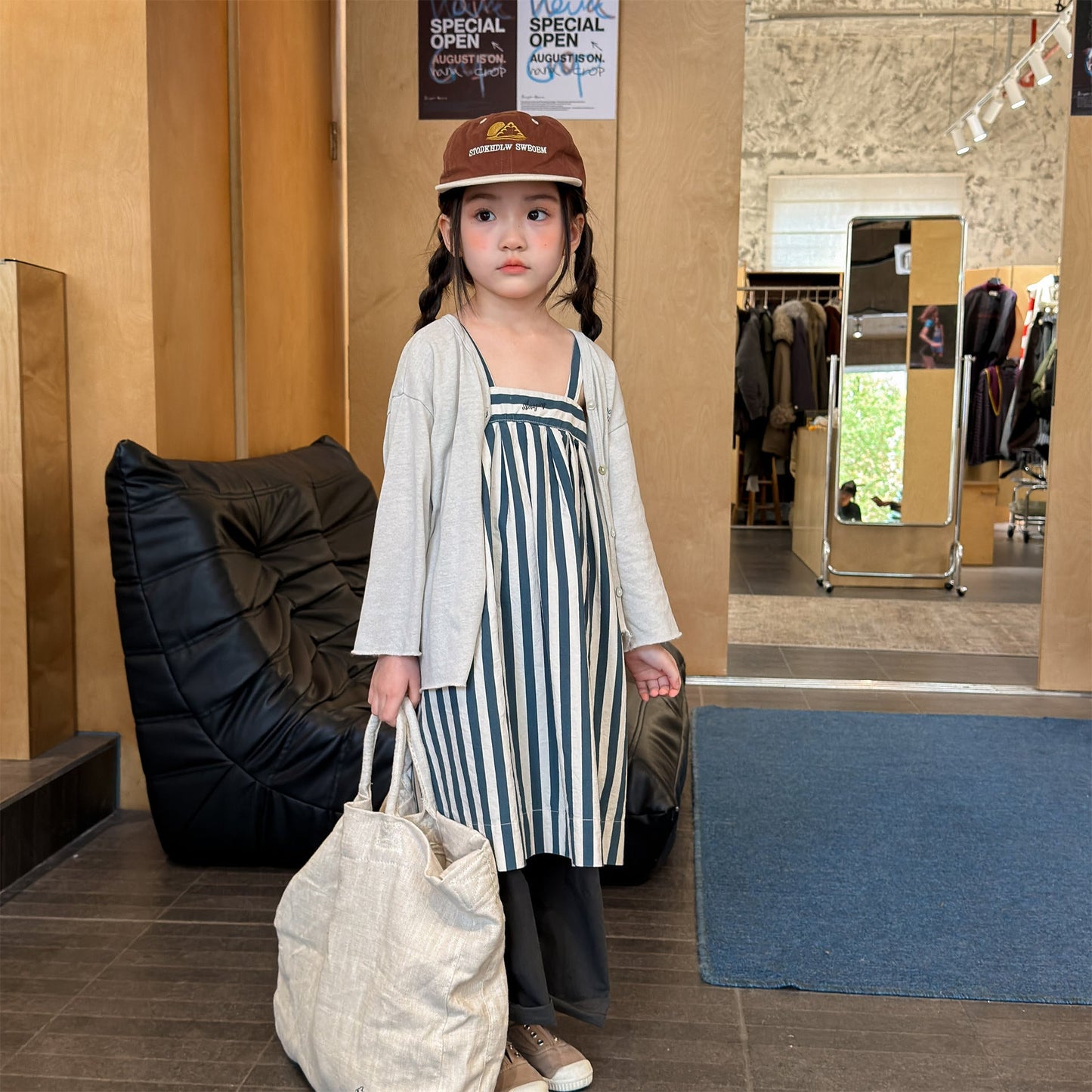 Striped Cotton Cami Dress ストライプ キャミソール ワンピース【mh0012442】 ADbaby サロペットパンツ・サスペンダーパンツ