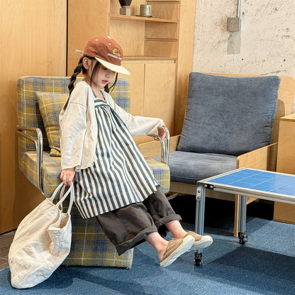 Striped Cotton Cami Dress ストライプ キャミソール ワンピース【mh0012442】 ADbaby サロペットパンツ・サスペンダーパンツ