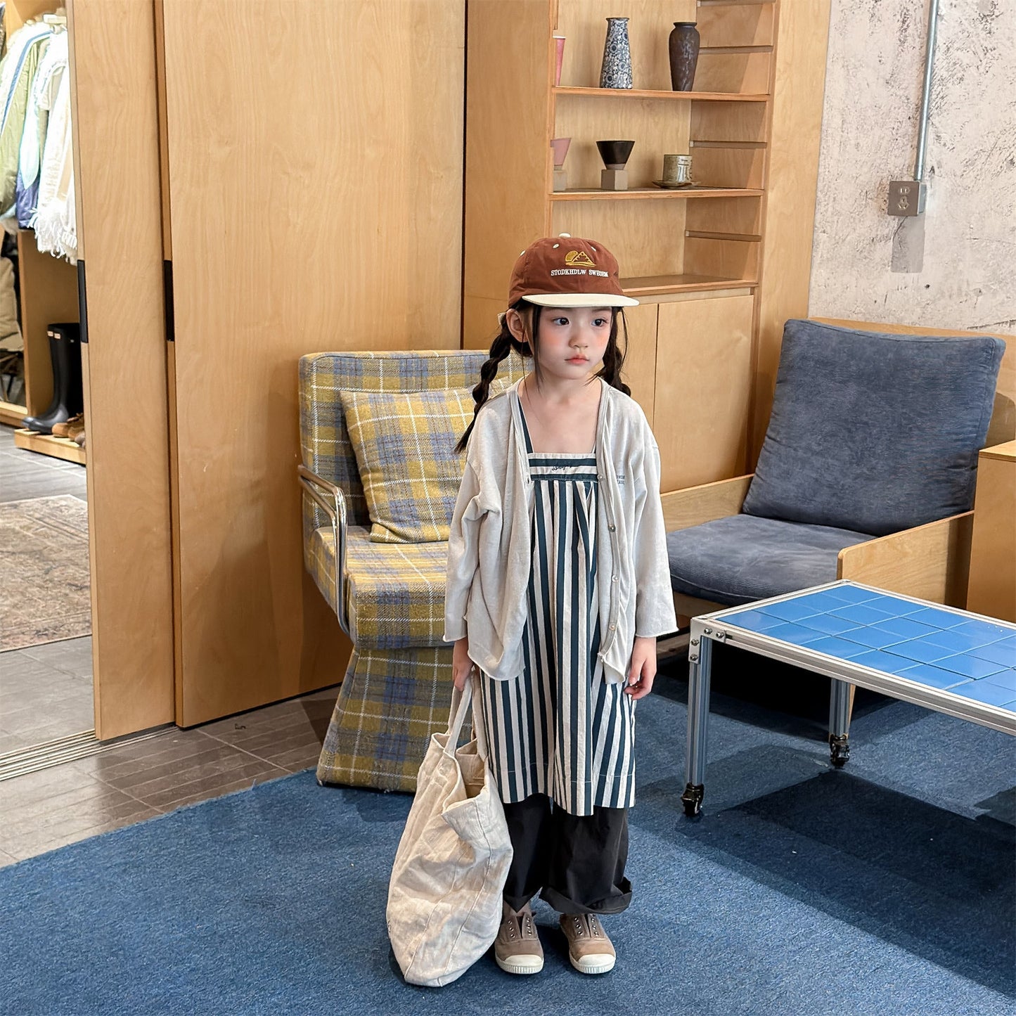 Striped Cotton Cami Dress ストライプ キャミソール ワンピース【mh0012442】 ADbaby サロペットパンツ・サスペンダーパンツ