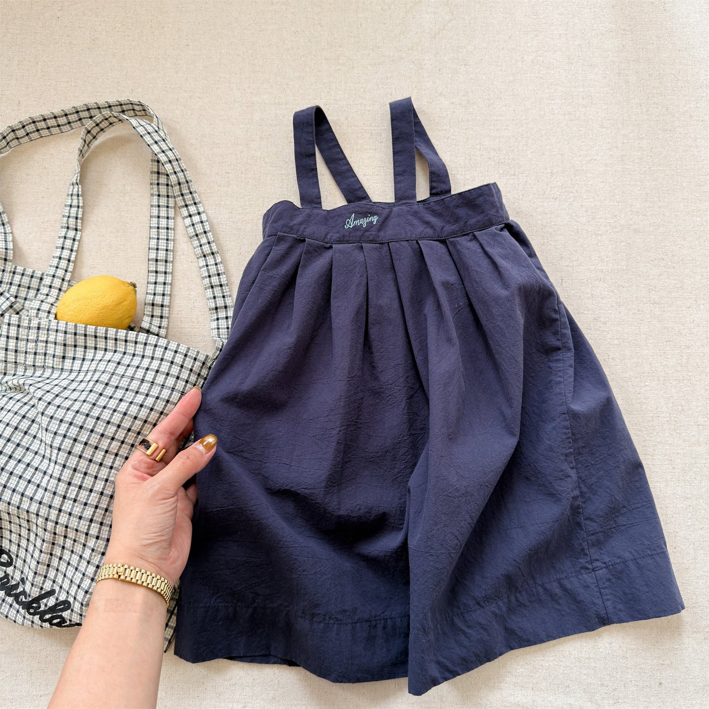 Striped Cotton Cami Dress ストライプ キャミソール ワンピース【mh0012442】 Navy / 80cm ADbaby サロペットパンツ・サスペンダーパンツ