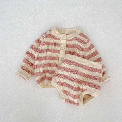 Striped Cotton Knit Two-Piece Set ボーダー コットン ニット セットアップ【mh0012397】 Engepapa
