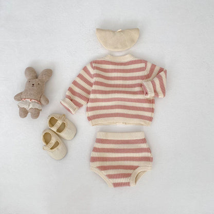 Striped Cotton Knit Two-Piece Set ボーダー コットン ニット セットアップ【mh0012397】 Engepapa