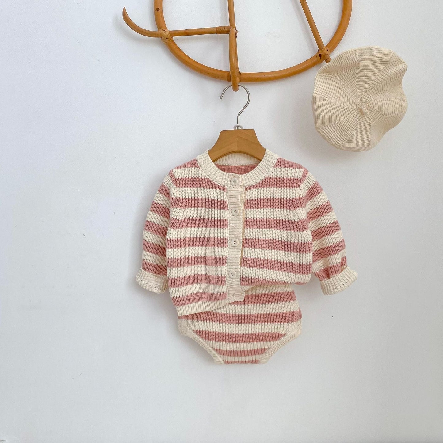 Striped Cotton Knit Two-Piece Set ボーダー コットン ニット セットアップ【mh0012397】 Engepapa