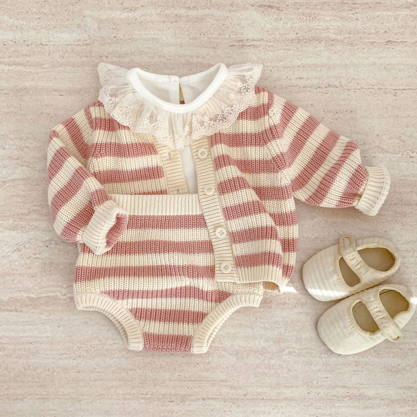 Striped Cotton Knit Two-Piece Set ボーダー コットン ニット セットアップ【mh0012397】 Engepapa