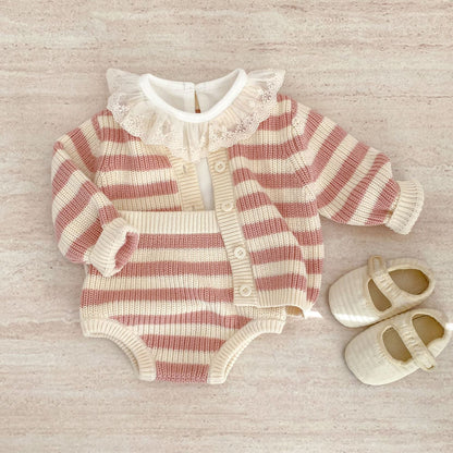 Striped Cotton Knit Two-Piece Set ボーダー コットン ニット セットアップ【mh0012397】 Engepapa