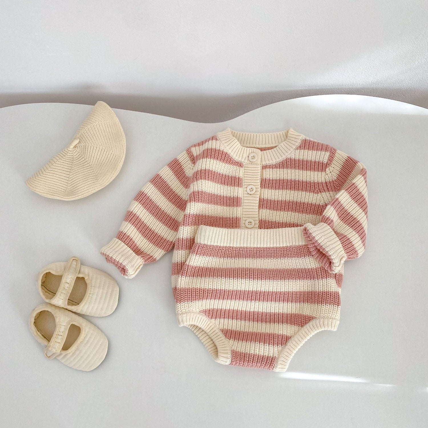 Striped Cotton Knit Two-Piece Set ボーダー コットン ニット セットアップ【mh0012397】 Engepapa