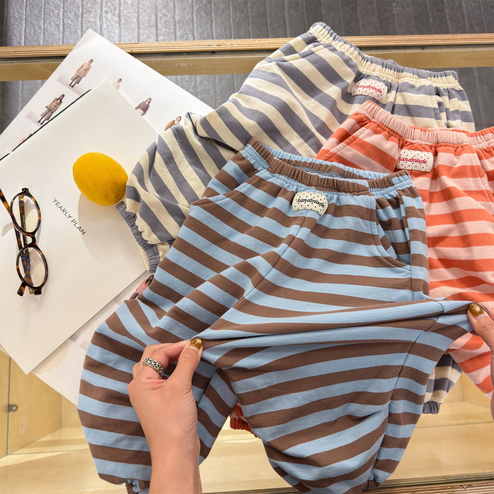 Striped Cotton Sweatpants ボーダー スウェットパンツ【mh0012444】 ADbaby ロングパンツ・スウェットパンツ