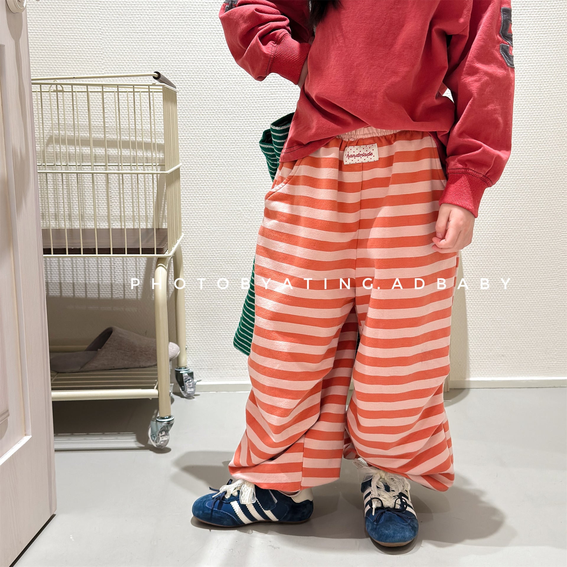 Striped Cotton Sweatpants ボーダー スウェットパンツ【mh0012444】 ADbaby ロングパンツ・スウェットパンツ