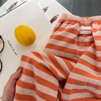 Striped Cotton Sweatpants ボーダー スウェットパンツ【mh0012444】 ADbaby ロングパンツ・スウェットパンツ