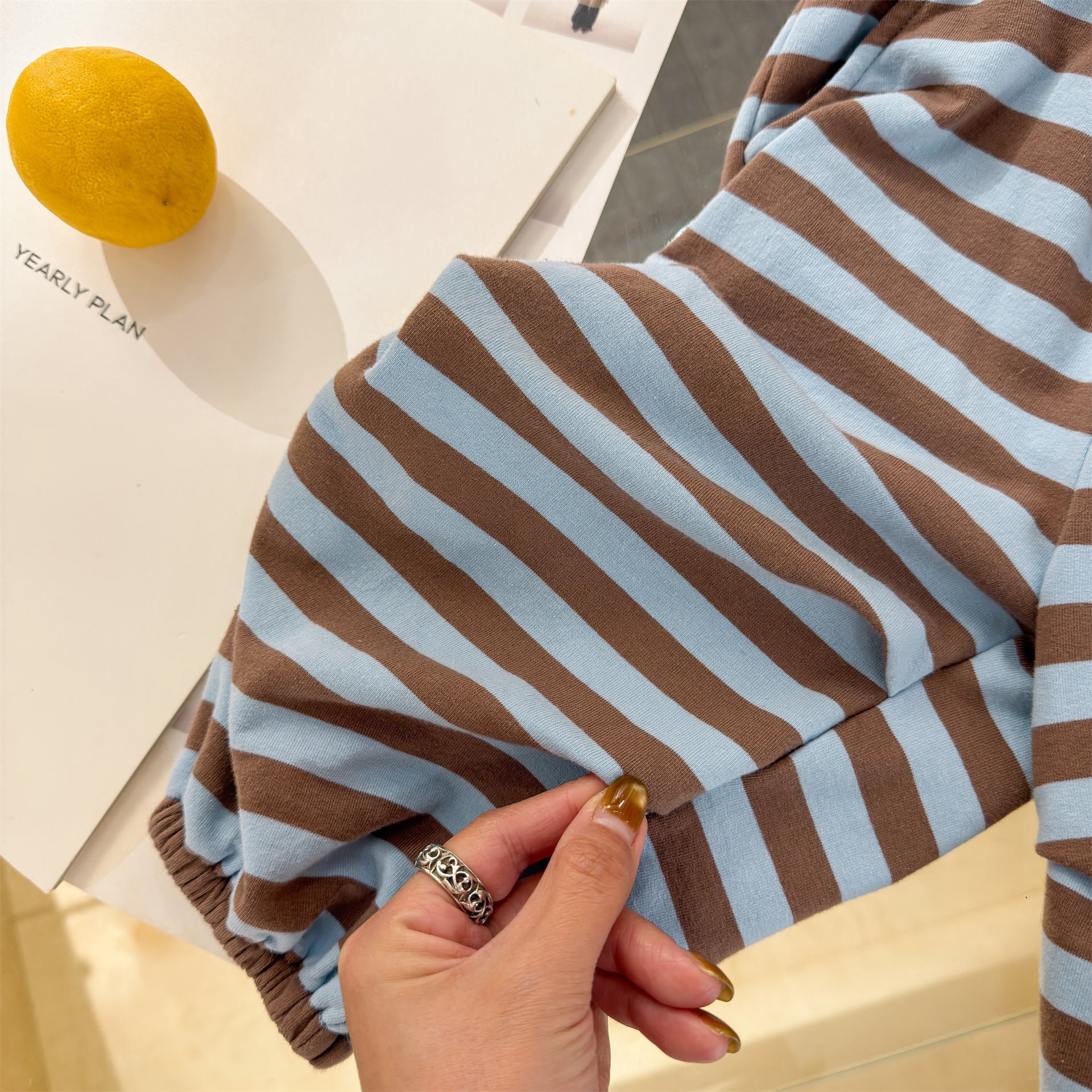 Striped Cotton Sweatpants ボーダー スウェットパンツ【mh0012444】 ADbaby ロングパンツ・スウェットパンツ