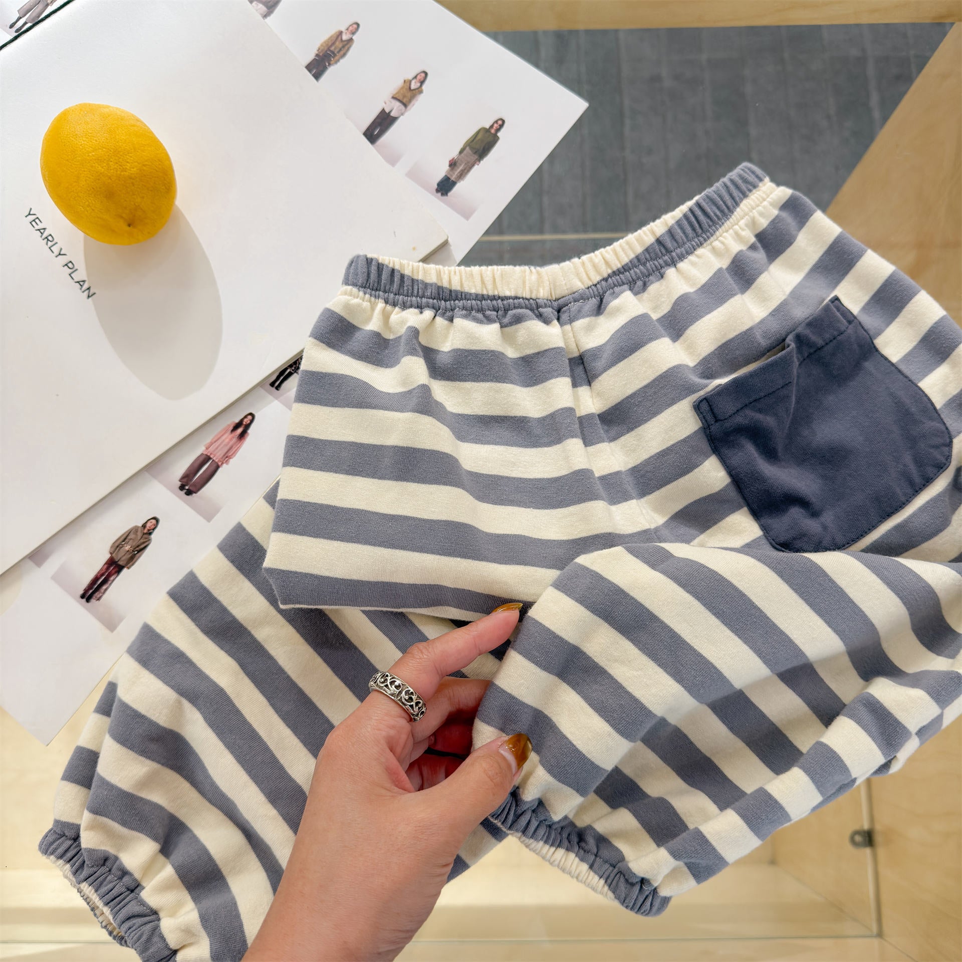 Striped Cotton Sweatpants ボーダー スウェットパンツ【mh0012444】 ADbaby ロングパンツ・スウェットパンツ