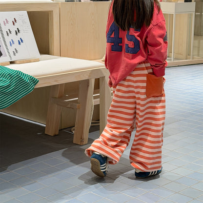 Striped Cotton Sweatpants ボーダー スウェットパンツ【mh0012444】 ADbaby ロングパンツ・スウェットパンツ