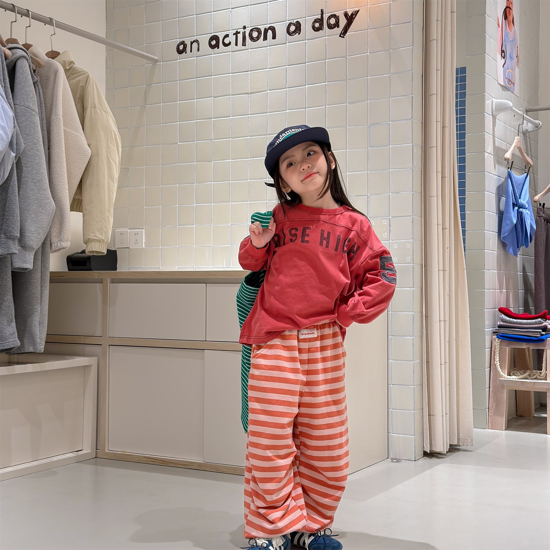 Striped Cotton Sweatpants ボーダー スウェットパンツ【mh0012444】 ADbaby ロングパンツ・スウェットパンツ