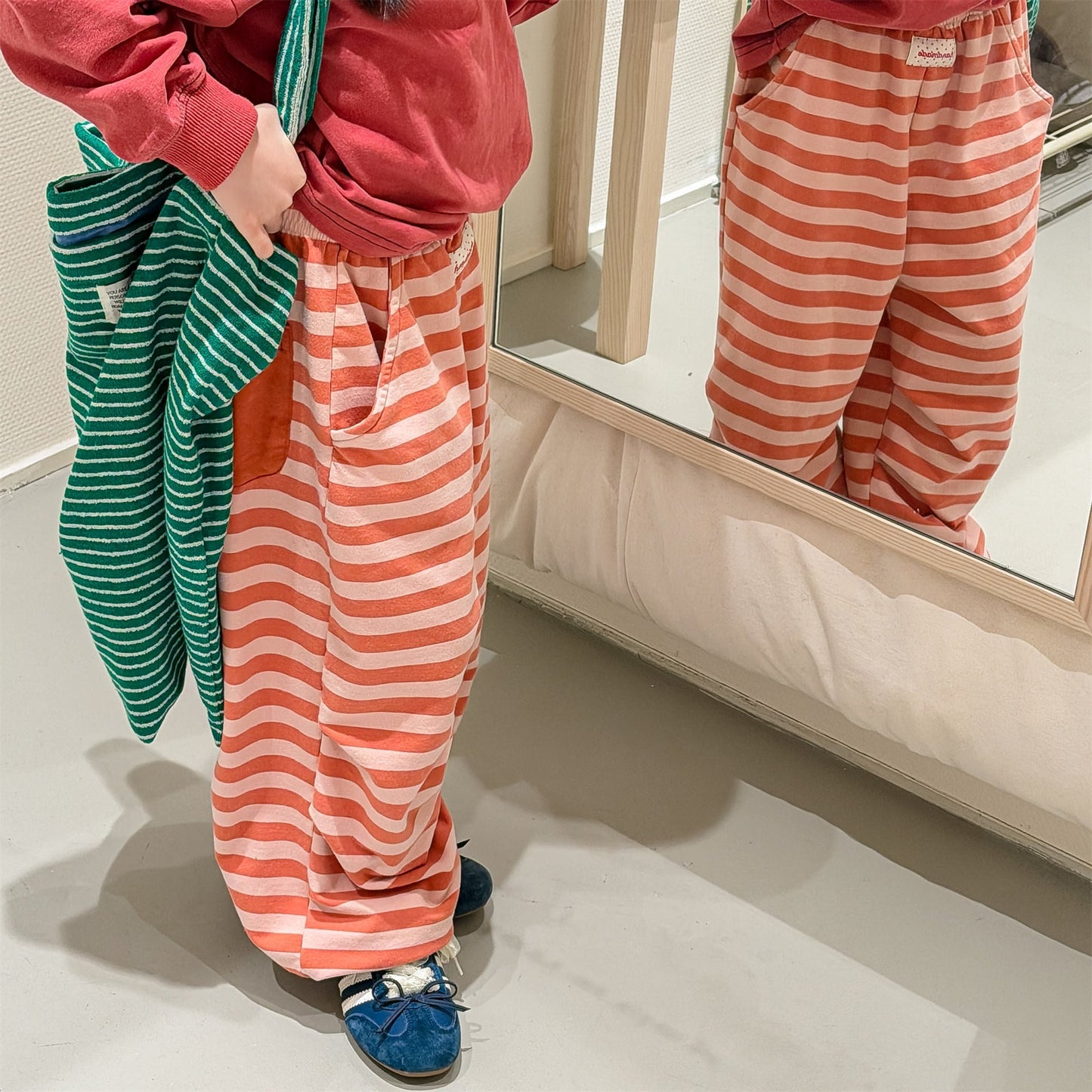 Striped Cotton Sweatpants ボーダー スウェットパンツ【mh0012444】 ADbaby ロングパンツ・スウェットパンツ